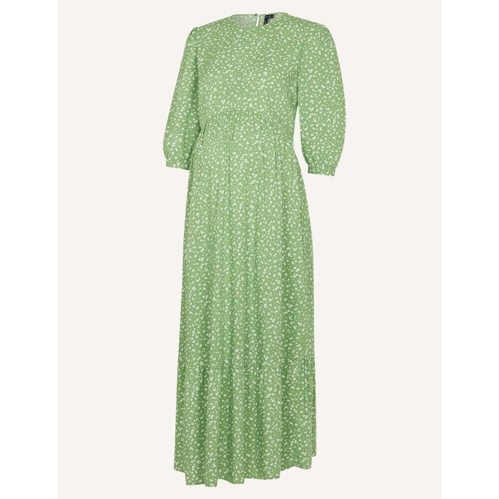 Nobody's Child Maternity Green Ditsy Floral Print Rachel Midi Dress‎ Sz 12 Large